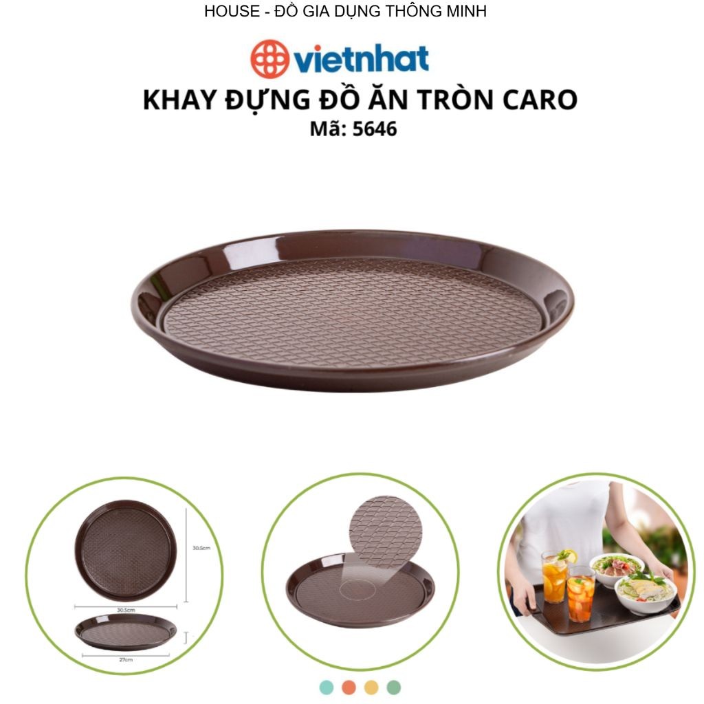 Khay Đựng Thực Phẩm Tròn Mặt Caro Chính Hãng VIỆT NHẬT (Mã 5646)
