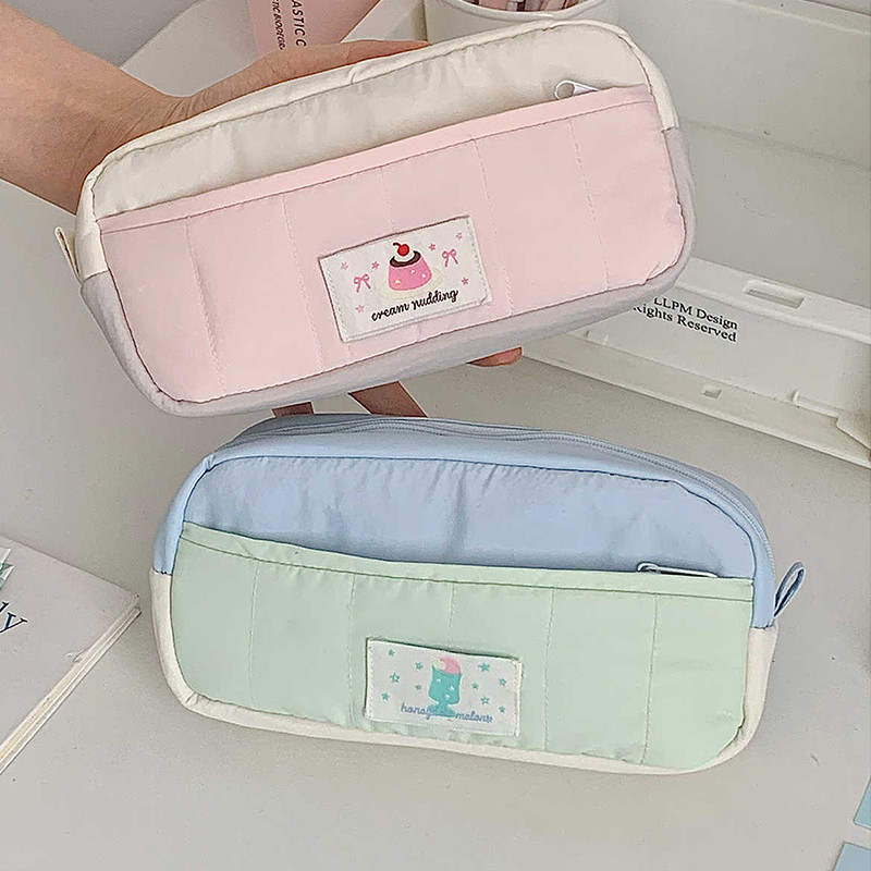 Hộp đựng bút chì khóa màu kem sáng tạo Hộp đựng bút chì lưu trữ nhiều lớp dung tích lớn Túi đựng văn phòng phẩm đa chức năng