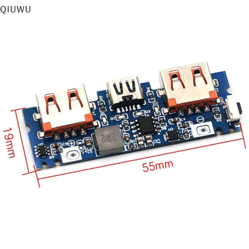 Bảng sạc Lithium QIUWU LED Dual USB 5V 2.4A Micro / Type-C USB Mobile 18650 Mô-đun sạc.