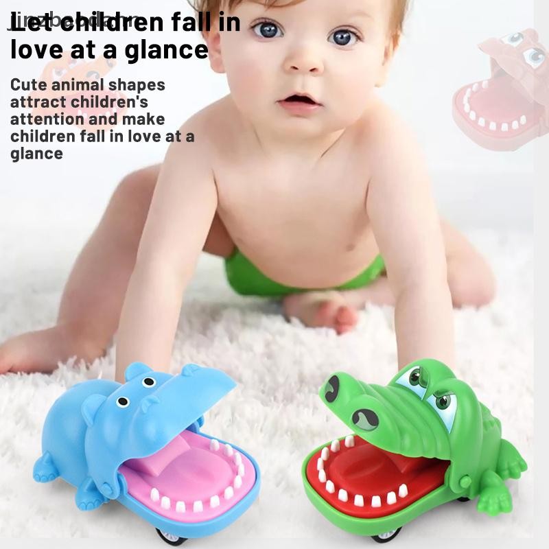 [JJNZDD] Tay Lớn Cá Sấu Miệng Kéo Lại Xe Hoạt Hình Hippo Puppy Kéo Lại Xe Báo Chí Răng Cắn Ngón Tay Tricky ELWW