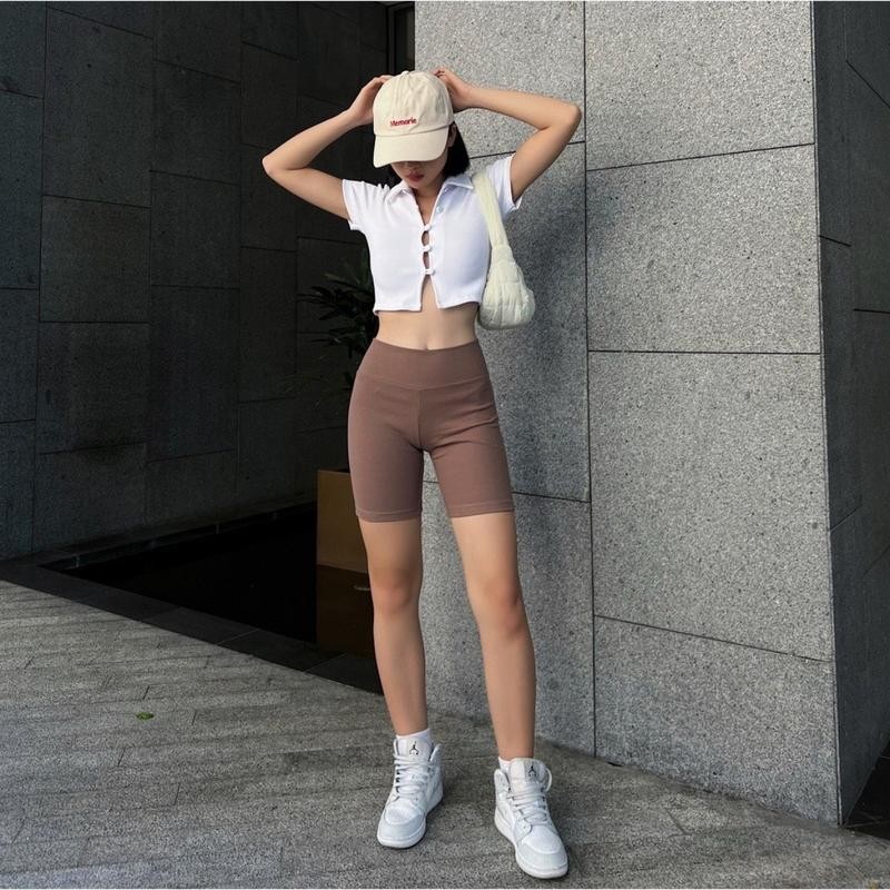 Quần đùi thun nữ dáng ôm vòng 3, lưng bản to co giãn Q0824