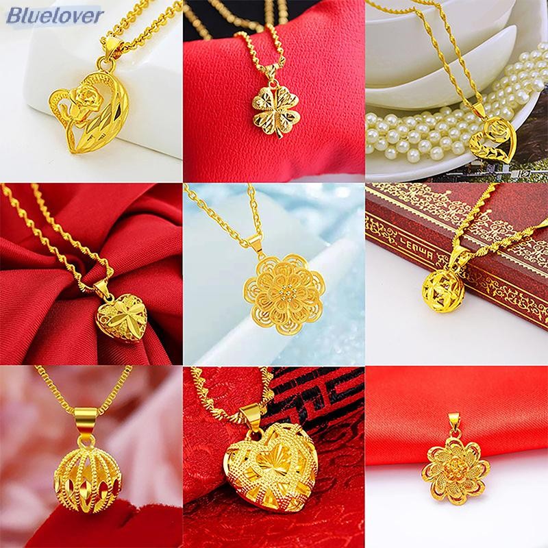 Bluelover Màu Vàng Mặt Dây Chuyền Tổ Chim Cỏ Ba Lá May Mắn Hoa Trái Tim Tòn Ten Cho Nữ Ch Trang Sức Vòng Cổ Phụ Kiện Tiệc Cưới Quà Tặng Mới