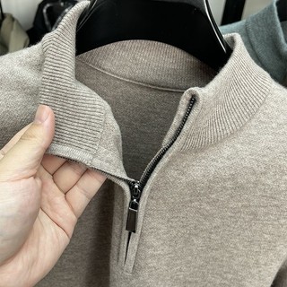 Áo Len Cao Cấp Nam Nửa Cổ Rùa Dây Kéo Áo Len Nam Dày Ấm Áp Mùa Đông Màu Trơn Top Đan Áo Len Đáy