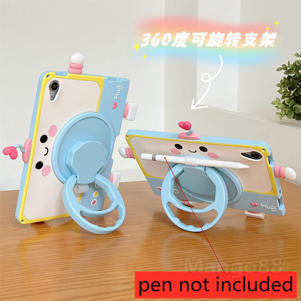Ốp Lưng Cho iPad 11th (A16) 2025 iPad Air 11 "2025 M3 / 2024 M2 Máy Tính Bảng Keo Mềm Hoạt Hình robot Dây Xoay Đứng Trẻ Em Học Sinh Trường Hợp