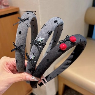 MEOWU Băng Đô , Cài Tóc Nơ thêu phối đá charm  sang trọng xinh xắn
