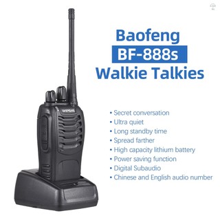 Aoresac Baofeng BF-888s Walkie Talkies 2 gói Đài phát thanh hai chiều tầm xa có thể sạc lại chống nước có tai nghe Bộ thu phát cầm tay cầm tay có đèn pin Ăng-ten tăng cao Li-i