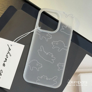 ibumpers Ốp Điện Thoại iPhone Playful Đơn Giản Họa Tiết Mèo Ốp Lưng Trong Suốt Nhám Mờ Chống Bẩn Chống Sốc Cho IPhone 16 15 14 12 13 11 Pro Max IP 7 8 Plus X XS XR