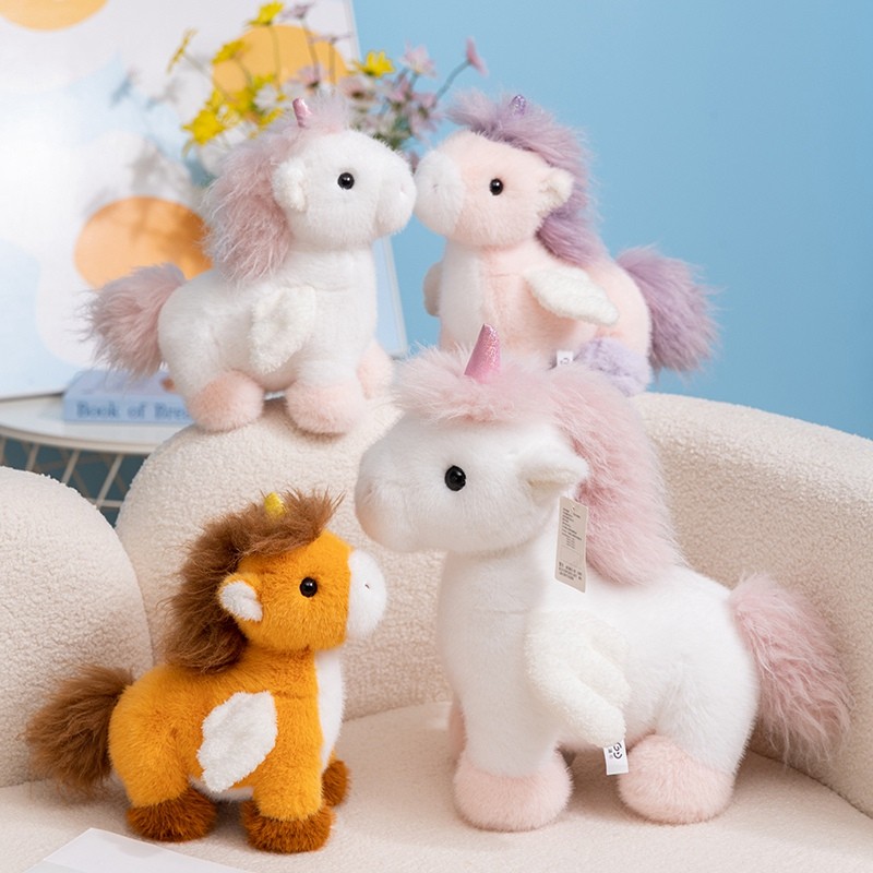 Rytanda Kawaii Horse Plushie Doll Mô phỏng dễ thương Ngựa bay Đồ chơi sang trọng có làm đầy mềm, Đệm Sofa búp bê động vật, Quà tặng sinh nhật bạn gái trẻ em