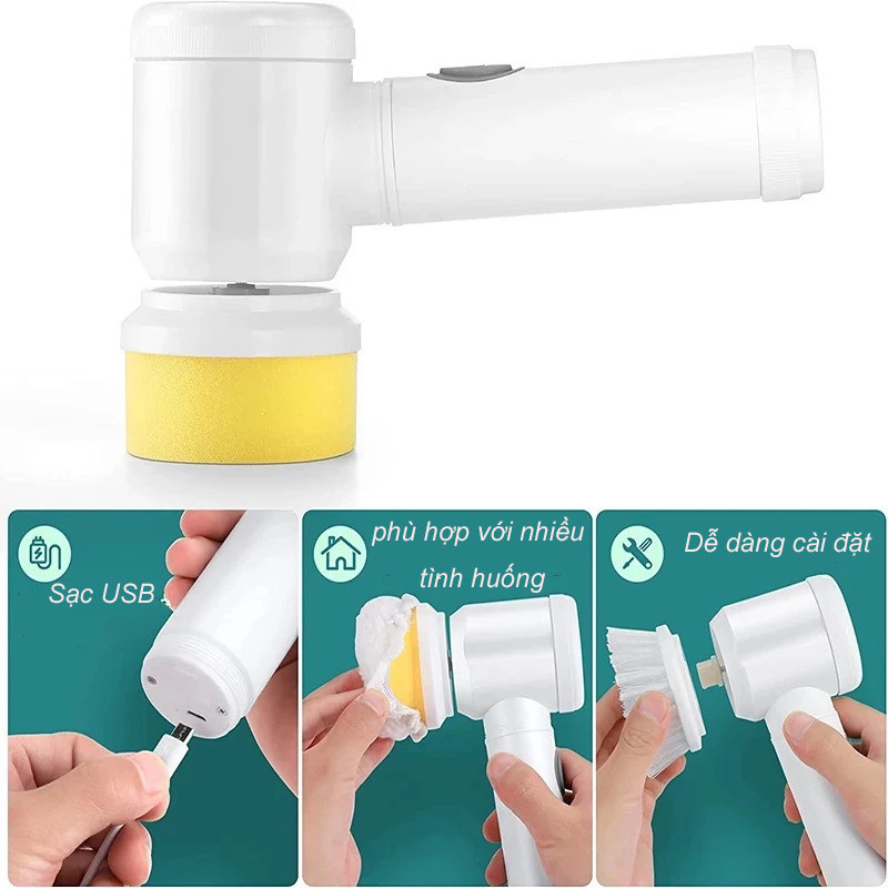 Máy Cọ Rửa Điện Đa Năng Bồn Rửa Chén Bát,Bàn chải làm sạch bằng điện,Bàn chải rửa chén Bộ 5 người