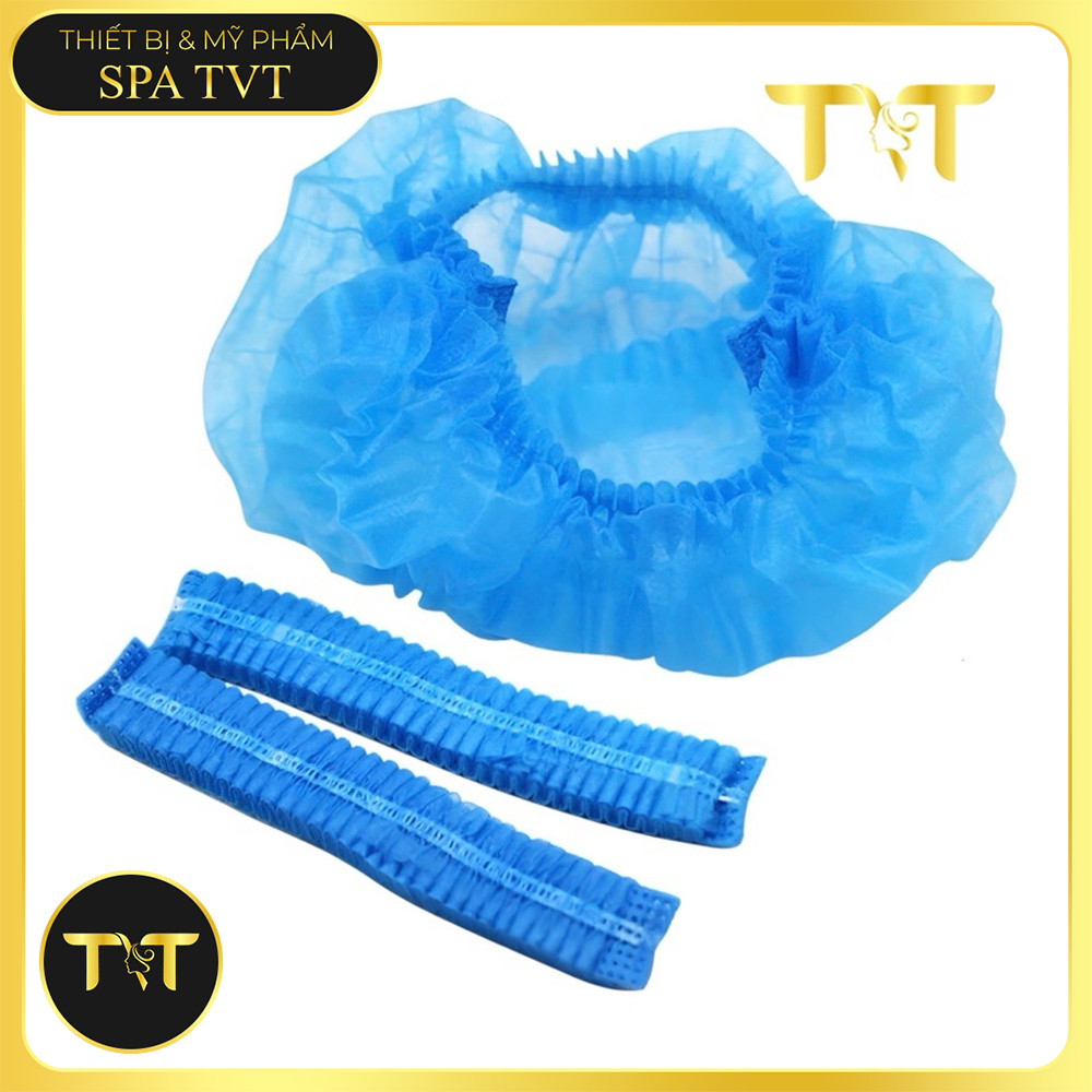 Mũ Chụp Tóc Con Sâu Vải Không Dệt 100 Cái, Dùng Một Lần Cho Spa, Phun Xăm, Chăm Sóc Da