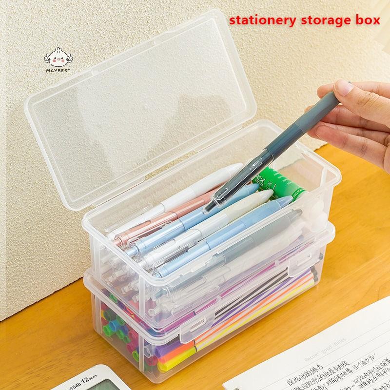 Maybest 1 Hộp Bút Chì Nhựa Dung Tích Lớn Có Thể Xếp Chồng Trong Suốt Hộp Bút Chì Đồ Dùng Văn Phòng Hộp Sắp Xếp Lưu Trữ {VN}