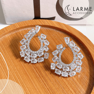 Khuyên tai nữ size lớn bông tai sang trọng dự tiệc, khuyên cô dâu Larme accessories -KT0254