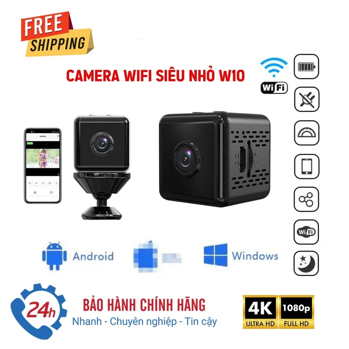 Camera Siêu Nhỏ, Camera IP không dây Tầm Nhìn Ban Đêm, Camera Mini Wifi W10 FULL HD 1080P, Camera Mini W10, Camera Giám