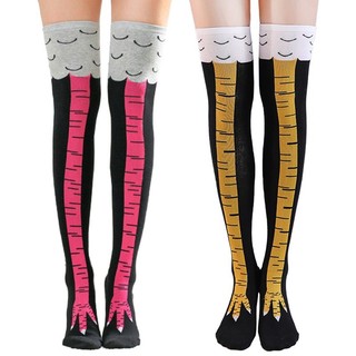 Chân Gà Chân Tất Nữ Dài Tất Hoạt Hình Ngộ nghĩnh Cotton Sáng Tạo Gà Móng Vuốt Nữ 3D In Trên Đầu Gối Tất Cao