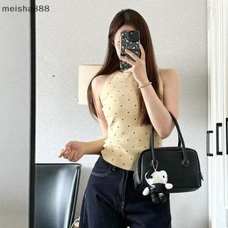 Meisha888 Mùa Hè Ngọt Ngào Retro Chấm Bi Cổ Tròn Không Tay Slim Tank Top Nữ Đẹp