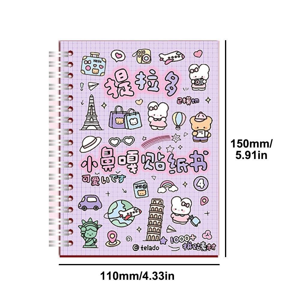 THFENG 16 Tờ Washi Giấy Tạp Chí, Phim Hoạt Hình 1000 + Sách Nhãn Dán Chất Liệu DIY, Kawaii Kpop Trang Trí PET Thêu Sò Dán