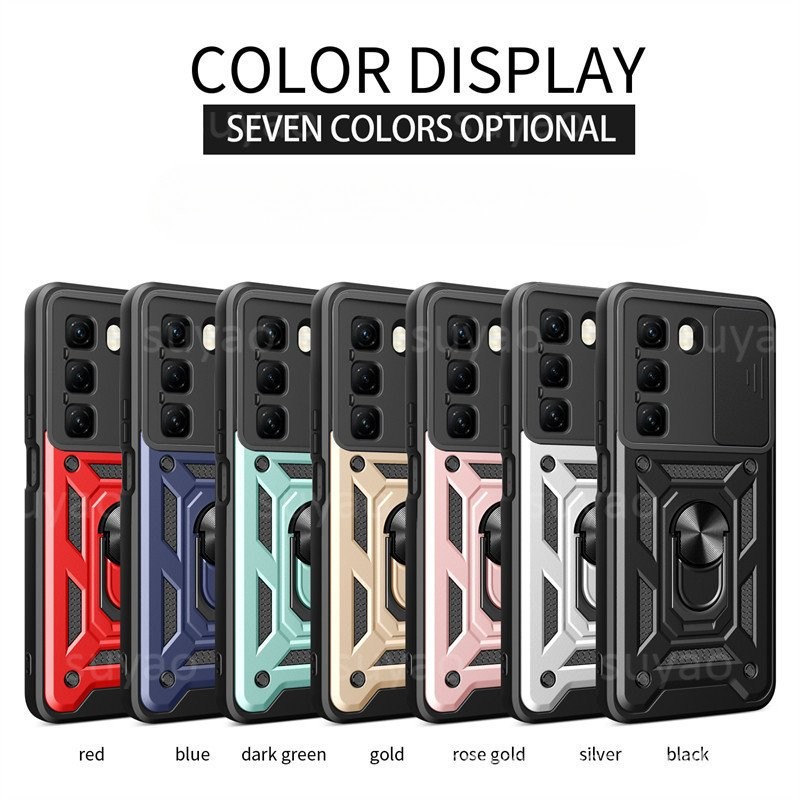 Ốp điện thoại cho Realme 14X 5G 2025, có giá đỡ nhẫn, ốp bảo vệ camera trượt đẩy kéo, chống sốc, viền mềm, vỏ PC cứng phía sau