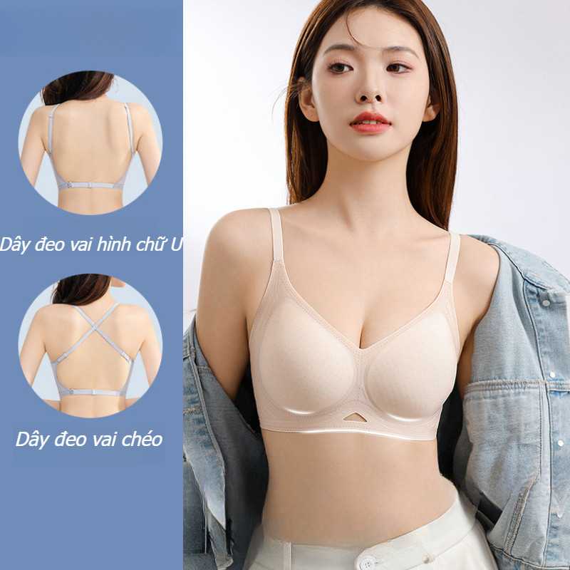 Áo Lót Nữ Áo,bra su có đệm mút nâng ngực,mỏng nhẹ thoải mái,Dây Lưng Chéo,Áo Ngực Su Không Gọng