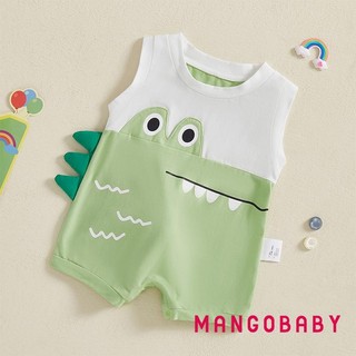 MG-Baby Dinosaur Tank Romper Bộ áo liền quần không tay dễ thương có đuôi Quần áo mùa hè thông thường