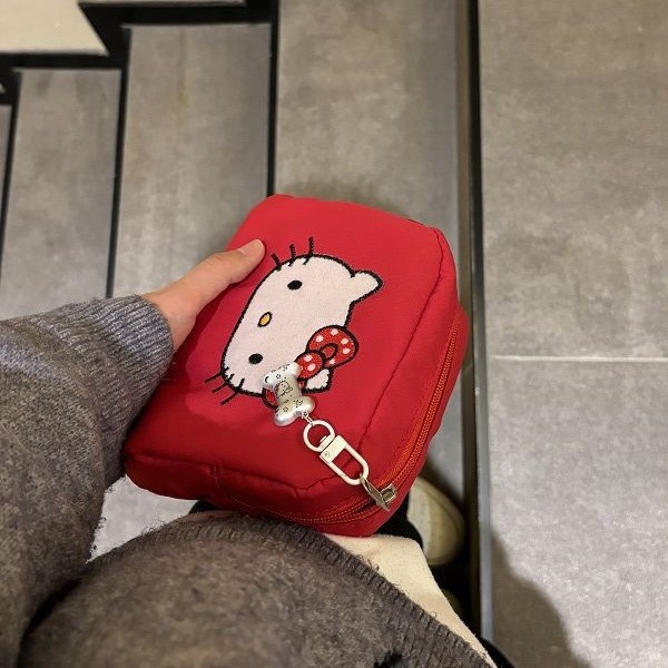 Túi đựng mỹ phẩm Red Kitty - Túi du lịch nhỏ để trang điểm, bút & đồ cần thiết, dễ thương & bền bỉ
