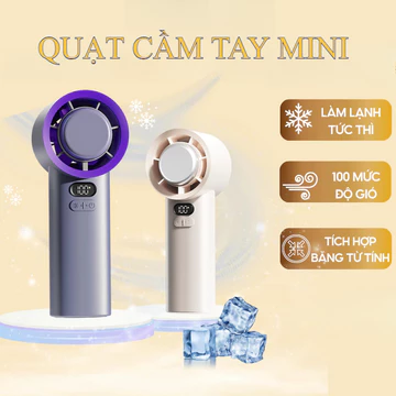 Quạt Mini Cầm Tay,100 Mức Gió Quạt cầm tay,Quạt Mini Cầm Tay Cao Cấp Có Màn Hình Led Hiển