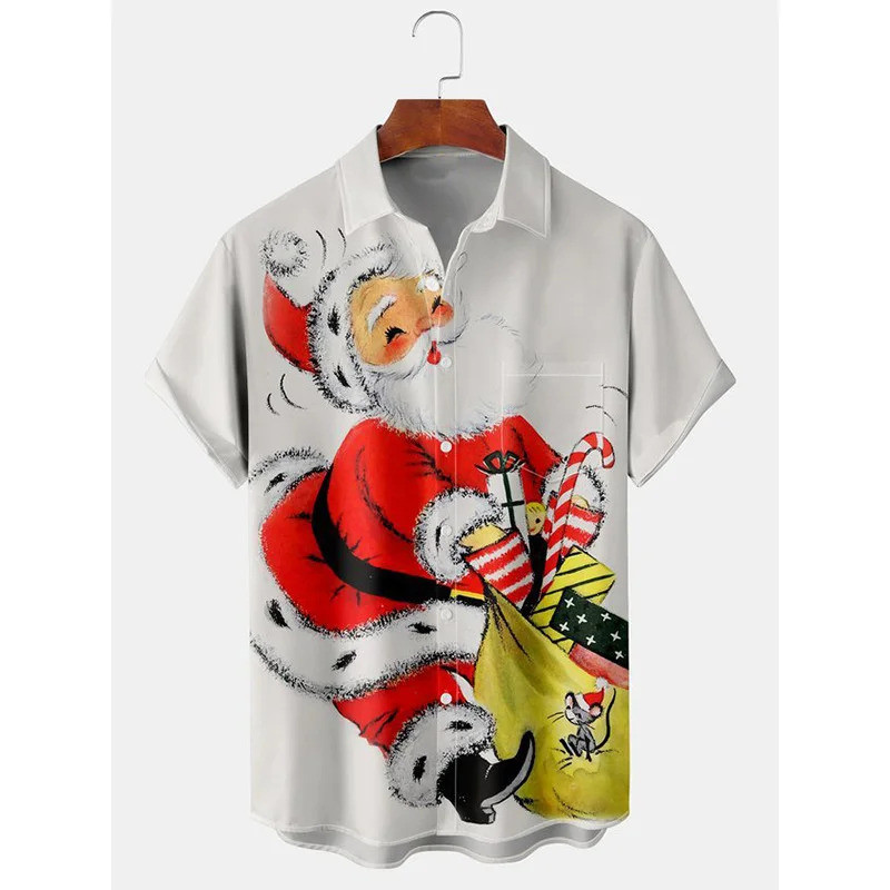 Fashion Milu deer Snowman Men's Oversized Long Sleeve Shirt 3D Christmas Holiday Print