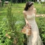 Đầm hai dây tiểu thư cúp ngực dáng dài Vintage tiểu thư sang chảnh thời trang