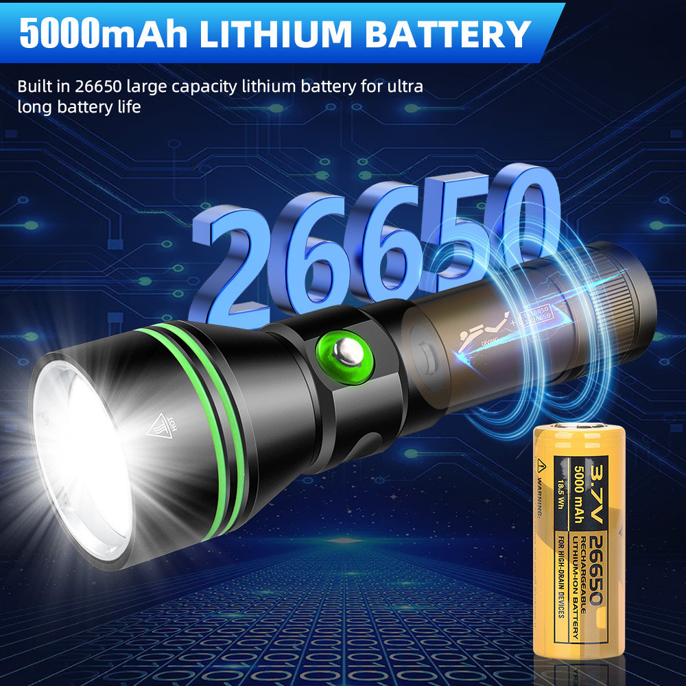 Đèn pin lặn Puteer DV79 siêu sáng với LED XHP70.2, hỏa dành cho chụp ảnh biển sâu