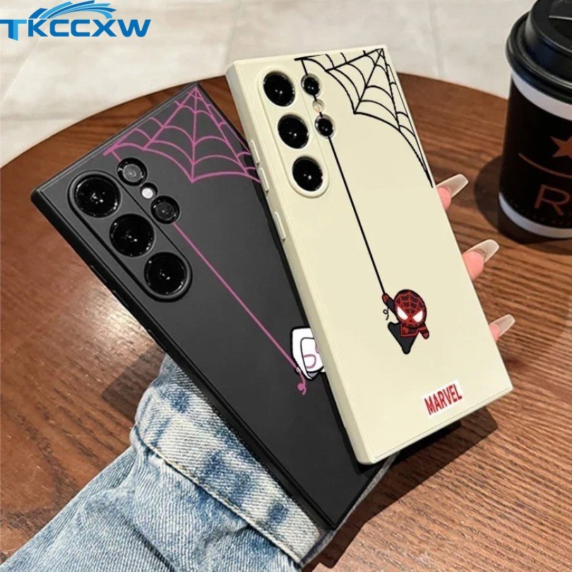 Dành Cho Samsung Galaxy S25 Plus S25 Ultra S24 FE A06 A16 M15 M55 M13 M31 M51 M14 Ốp Điện Thoại Mềm Phong Cách Retro Chống Rơi Có Họa Tiết Người Nhện Vỏ Bảo Vệ