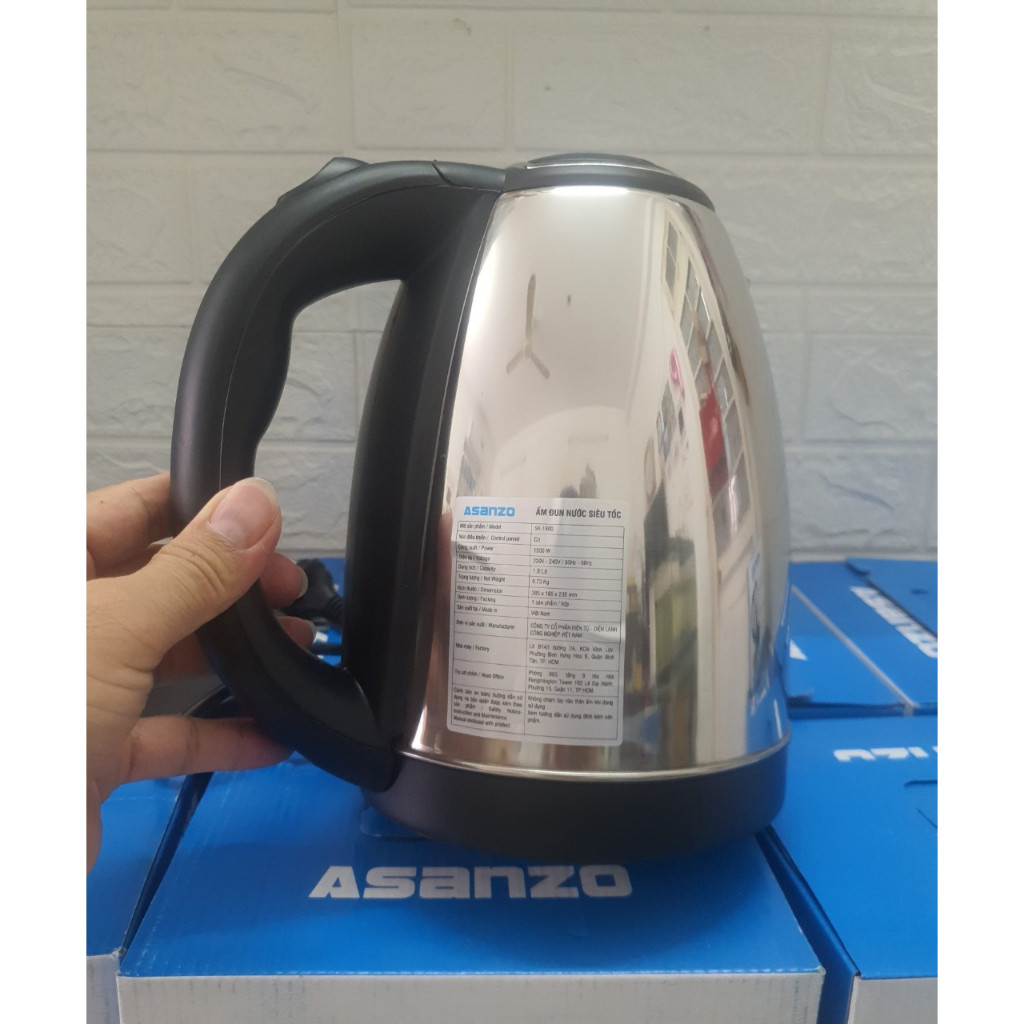 Bình Đun Siêu Tốc 1.8 Lít Asanzo SK1800 Công Suất 1500W, Bình Đun Siêu Tốc Nhanh Sôi Tiện Dụng
