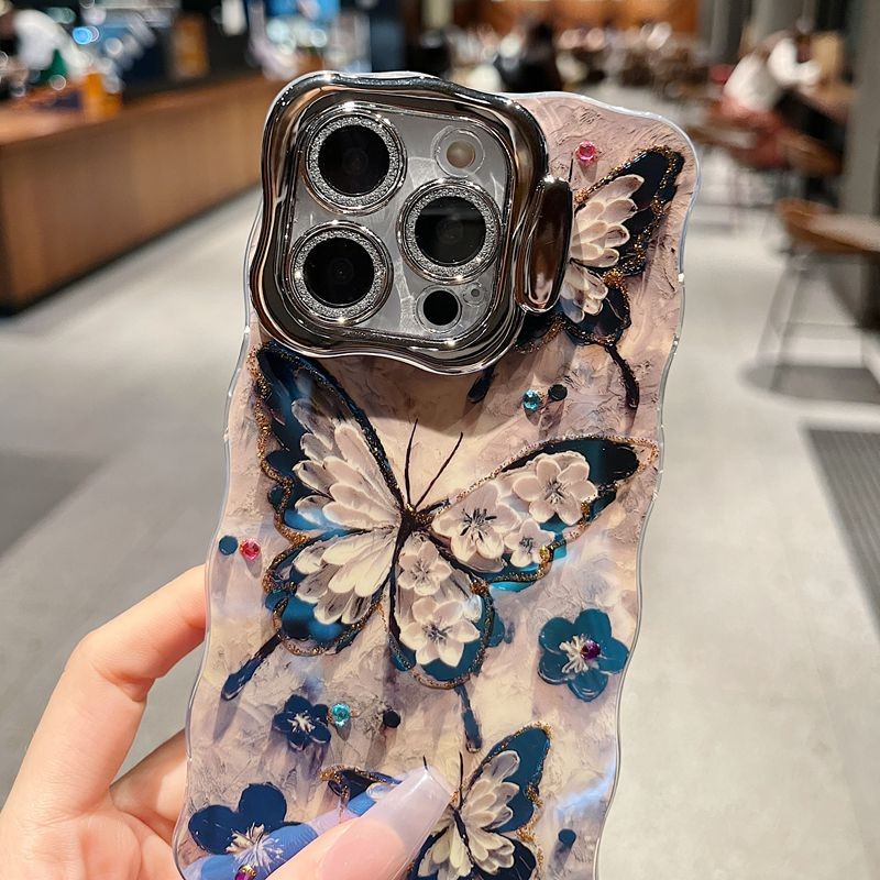 Dành Cho iPhone 16 Pro Max 15 14 Plus Ốp Điện Thoại Họa Tiết Bướm Nhiều Màu Sắc Thời Trang Có Giá Đỡ Chức Năng Vòng Ống Kính Cho iPhone 11 12 13 14 15 16 Pro Max Silicon Mềm Chống Sốc