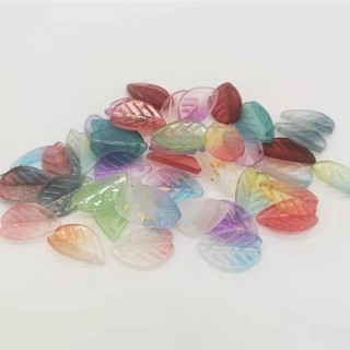 [Thủy tinh màu] 20 chiếc 11x18mm Mimosa men cánh hoa lá lá tự làm chất liệu làm kẹp tóc thủ công tự làm diy REfL IWC0