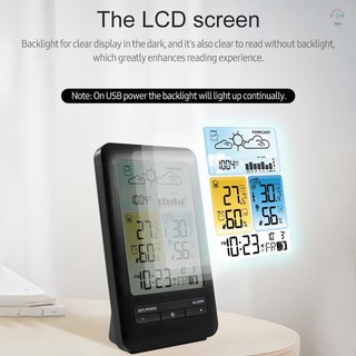 Đồng hồ báo thức trạm thời tiết LCD có Snooze Máy đo độ ẩm nhiệt độ ngoài trời trong nhà kỹ thuật số Máy đo độ ẩm có đèn nền / Ngày / Tuần / Giai đoạn mặt trăng / Mức độ thoải mái / Dấu hiệu báo động