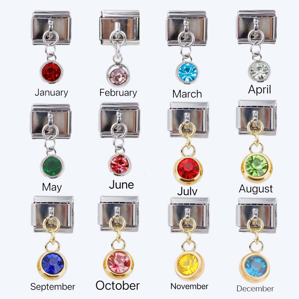 DIY Mô-đun Ý Mặt dây chuyền Vòng tay Birthstone Series Vòng tay đàn hồi may miễn phí