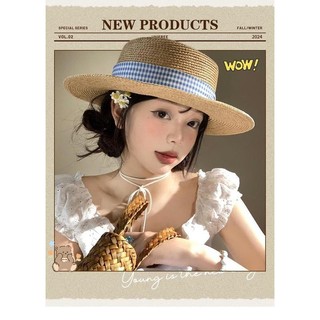 Phiên Bản Hàn Quốc Flat Top Dệt Mũ Rơm Nữ Mùa Hè Pháp Hepburn Phong Cách Top Hat