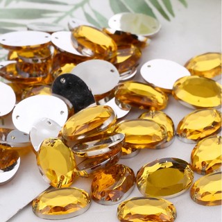 Tự Làm Handmade Chất Liệu Gói Quần Áo Phụ Kiện Phụ Kiện Acrylic Tay May Kim Cương Hình Bầu Dục Phẳng Cắt 13 * 18mm10 Miếng