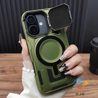 Ốp Lưng Cứng Giáp Quân Sự Cho iPhone 16 / 15 / 14 / 13 / 12 Pro Max / Plus Từ Tính Có Nắp Ống Kính Lật Bảo Vệ Camera Chống Sốc Hạng Nặng