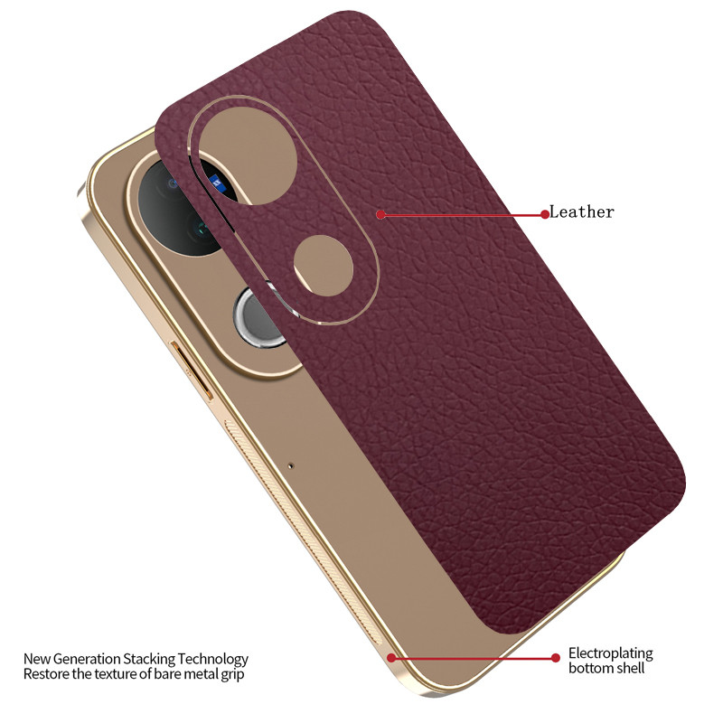 Ốp Lưng Cho Vivo V50 Da Màu Trơn Thanh Lịch Siêu Mỏng TPU Mạ Điện Edge Vỏ Điện Thoại Chống Sốc