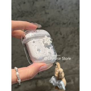 Ốp Lưng Cho AirPods 4 [2024] AirPods Pro2 Pro 3 2 1 Di Chuyển Tuyết Bên Trong Suốt TPU Apple Tai Nghe Bluetooth Không Dây Bảo Vệ Tai Nghe Có Dây Xích Thỏ