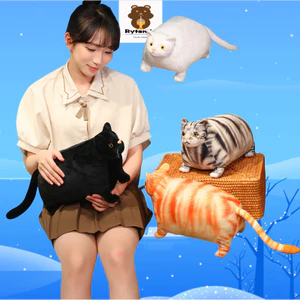 Rytanda Fat Cat Sang Trọng Đồ Chơi Mô Phỏng Dễ Thương Mèo Đen Động Vật Lớn Sang Trọng Đệm Trẻ Em Bạn Gái Quà Tặng Sinh Nhật Trang Trí Phòng Ngủ Quà Tặng Giáng Sinh