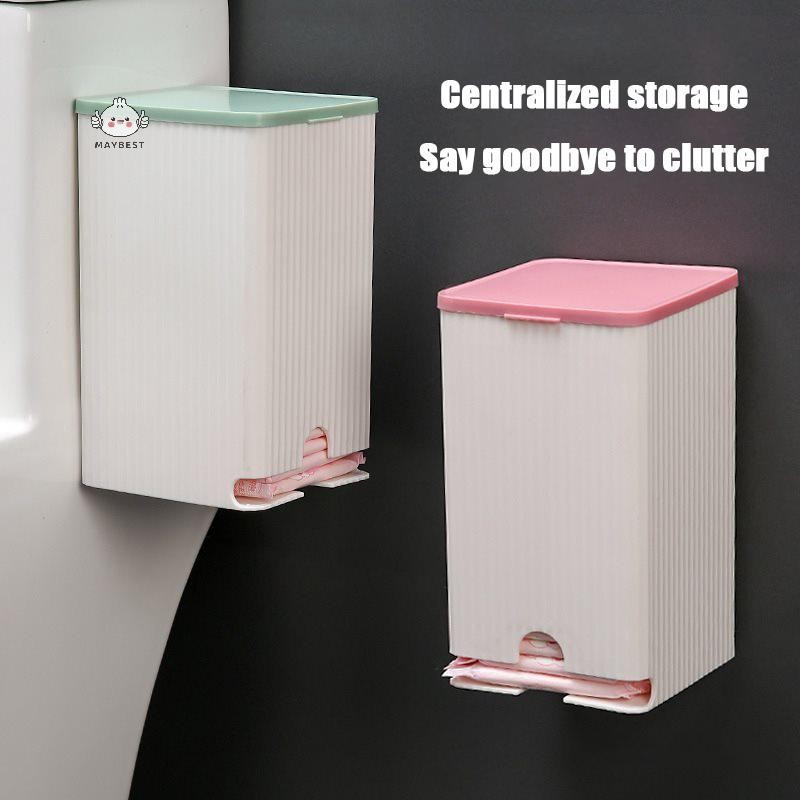 Maybest 1 Chiếc Treo Tường Băng Vệ Sinh Hộp Bảo Quản Khăn Giấy Và Cotton Hộp Bảo Quản Hộp Lật Đa Năng {VN}