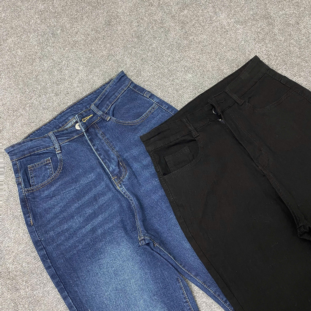Quần Jean Bigsize Nữ Ống Loe Dài Lưng Cao Tôn Dáng  Đứng Form Cá Tính Cho Các Nàng Chubby Q545