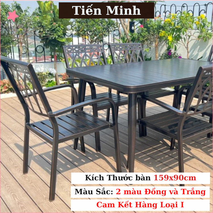 Bộ bàn ghế sân vườn ngoài trời HCN Bộ bàn ghế ban công ngoài trời nhôm đúc Bàn ghế ngoài trời - BO01