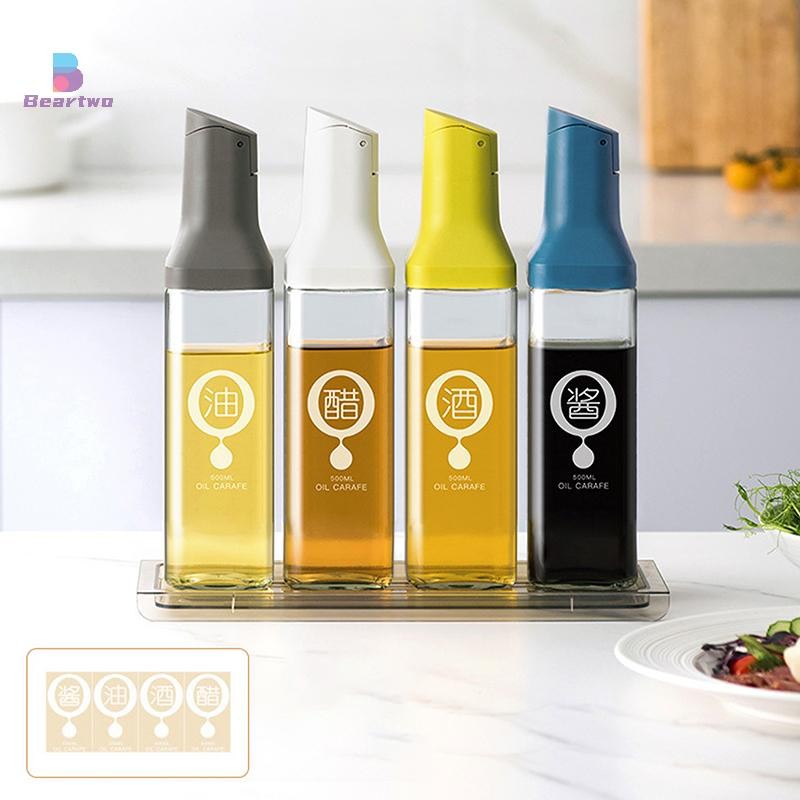 < beartwo > Mới 500ml Tự Động Mở Chai Dầu Thủy Tinh Hộp Đựng Gia Vị Đổ Không Rò Rỉ Dầu Hộp Đựng Dầu Cho Nhà Bếp Đẹp