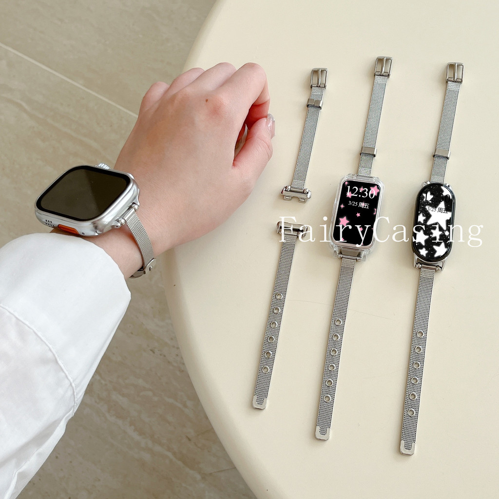 Dây đeo kim loại mỏng cho Xiaomi Mi Band 10 9 8 Pro 7 6 5 4 Dây đeo cổ tay cho phụ kiện vòng đeo tay bằng thép không gỉ Mi Band 8 9