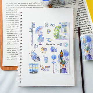 ENWEI 67mm * 2m 1 Cuộn [Dòng thời gian đẹp] Retro Màu nước Handmade Lều Masking Tape PET Washi Tape Scrapbooking Chất liệu Bộ sổ lưu niệm