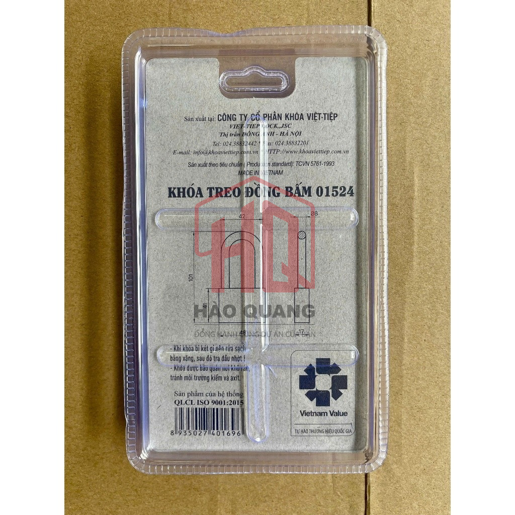 Khóa Việt Tiệp 01524 – Càng Dài 5cm Tiện Dụng, Khóa Treo Chống Trộm