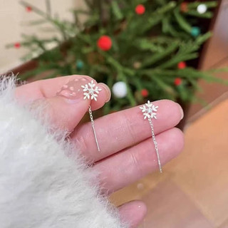Nhật Bản Hàn Quốc Thanh Lịch Bông Tuyết Bông Tai Bạc Ánh Sáng Sang Trọng Nhẹ Nhàng Bông Tai Tua Rua Nữ