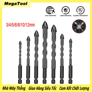 Bộ 7 Mũi Khoan Đa Năng Kapusi Nhật - Chân Lục Giác 4 Cạnh, Thép Đen Cao Cấp, Khoan Sắt/Kính/Gạch Men/Đá