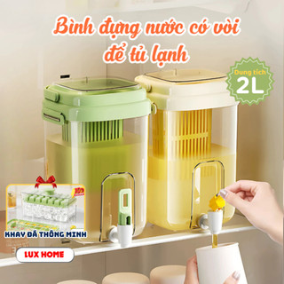 Bình Đựng Nước Tủ Lạnh Luxhome Có Vòi tích hơp khay lọc Trà và Trái Cây, Bình Nước Để Bàn Có Quai Cầm Dung Tích 2L